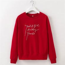 Load image into Gallery viewer, White Sweatshirt Women Kawaii Red Black Long Sleeve Sweatshirt Autumn Winter Pull A Capuche Femme Ladies Friends Christmas Gift