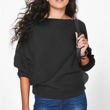 Load image into Gallery viewer, Autumn New Solid Color Women Sweatshirt Fashion Batwing Long Sleeve Knitted Sweatshirt O-Neck Casual Bottoming Shirt pull femme