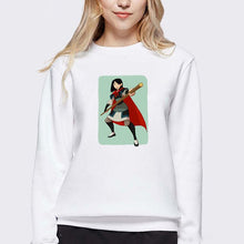 Load image into Gallery viewer, LUSLOS Sweatshirt Women Long Sleeve Kawaii Hoodie Mulan Cartoon Movie Printed Hoodies Femme White Harajuku Pull Women Clothes