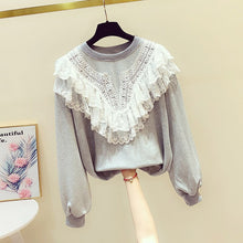 Load image into Gallery viewer, 2019 Autumn New Korean Lace Stitching Sweatshirt Long Sleeve Turtleneck Hoodie Womens Casual Pull Jacket Student Streetwear Coat
