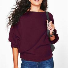 Load image into Gallery viewer, Autumn New Solid Color Women Sweatshirt Fashion Batwing Long Sleeve Knitted Sweatshirt O-Neck Casual Bottoming Shirt pull femme
