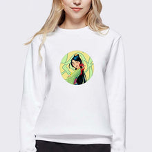 Load image into Gallery viewer, LUSLOS Sweatshirt Women Long Sleeve Kawaii Hoodie Mulan Cartoon Movie Printed Hoodies Femme White Harajuku Pull Women Clothes
