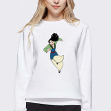 Load image into Gallery viewer, LUSLOS Sweatshirt Women Long Sleeve Kawaii Hoodie Mulan Cartoon Movie Printed Hoodies Femme White Harajuku Pull Women Clothes
